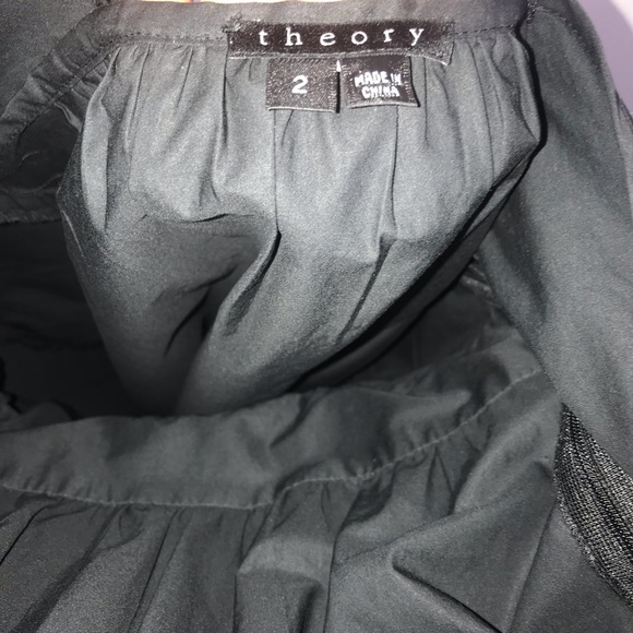 Theory Dilia Black Cotton Tie Waist Dress LBD - Picture 6 of 7